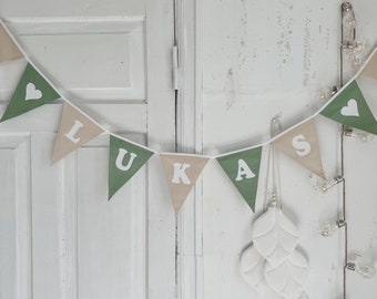 Custom bunting banner, Personalized pennant chain, Name garland, Cotton bunting with name, Garland with text, Handmade fabric bunting string