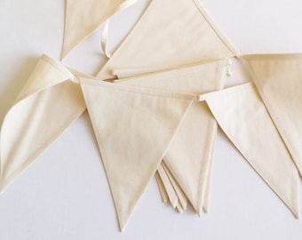 Natuurlijk gebleekte katoenen slinger, stoffen vlaggen voor douchefeest, stoffen wimpelketting, herbruikbaar jubileumkoord, decoratie kinderkamer