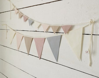 TINY custom color bunting banner, Mini cotton flags for nursery, Small fabric garland for doll house, Personalized mix and match string