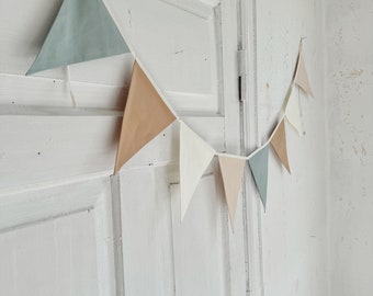 Pastel bunting banner, Triangle bunting, Pennant chain, Wimpelkette fur kinder, Cotton flags, Party decor, Decoration for baby girl shower