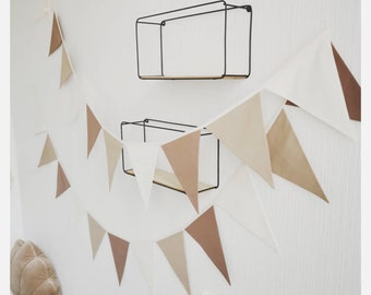 Banderines beige, banderines de algodón para guardería, guirnaldas de pared, banderines de tela, guirnaldas para guardería, guirnaldas de tela para guardería, guirnaldas de tela para guardería