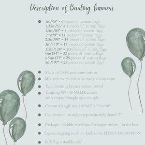 Description of bunting banners with name and without cotton triangles fabric delivery information express delivery baby shower pennant chain garland wimpelkette fur kinderzimmer wall decoration for girl and boy unisex string birthday party celebration gift idea premium cotton custom personalized double sided handmade product room nursery bed gazebo shop restaurant weddings garden eve Easter Christmas photo shoot photoshoot picnic traveling mix and match colors as many as you need neckless