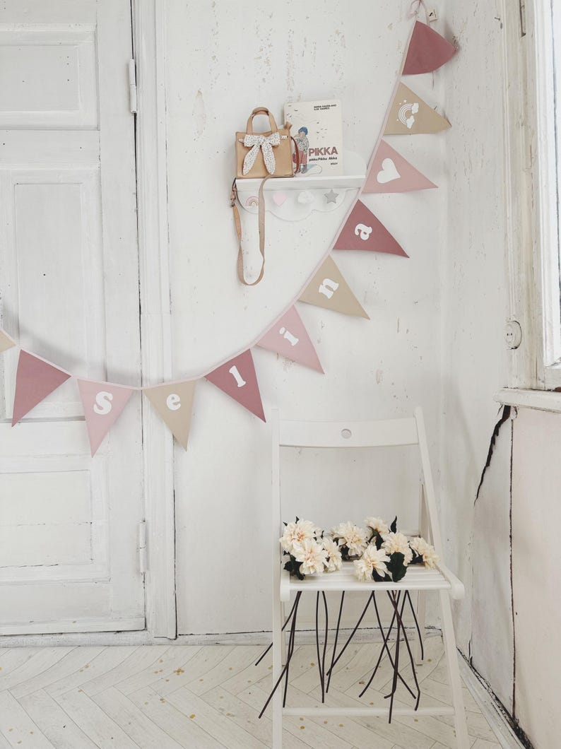 Banderole Lettering Handcrafted Custom Bunting Banner With Name, Personalized Pennant Chain ...