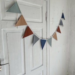 Striscione con bandierine BLU, Bandierine in cotone per asilo nido, Decorazione da parete con ghirlande, Bandierine con bandierine, Bandierine con bandierine, Bandierine marroni, Asilo nido per bambini, Wimpelkette