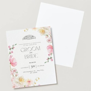 Modern Elegant Floral Nikah Invitation | Minimalist Islamic Wedding Template | Canva Editable | Muslim Digital Invite Download