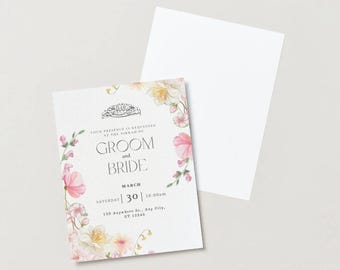 Floral Nikah Invitation Template | Elegant Islamic Wedding (Canva Editable)