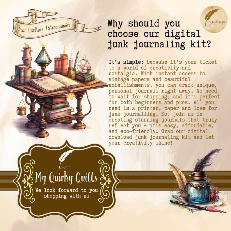 Printable Junk Journal Kit | Enchanted Scrolls Themed Scrapbooking for ...