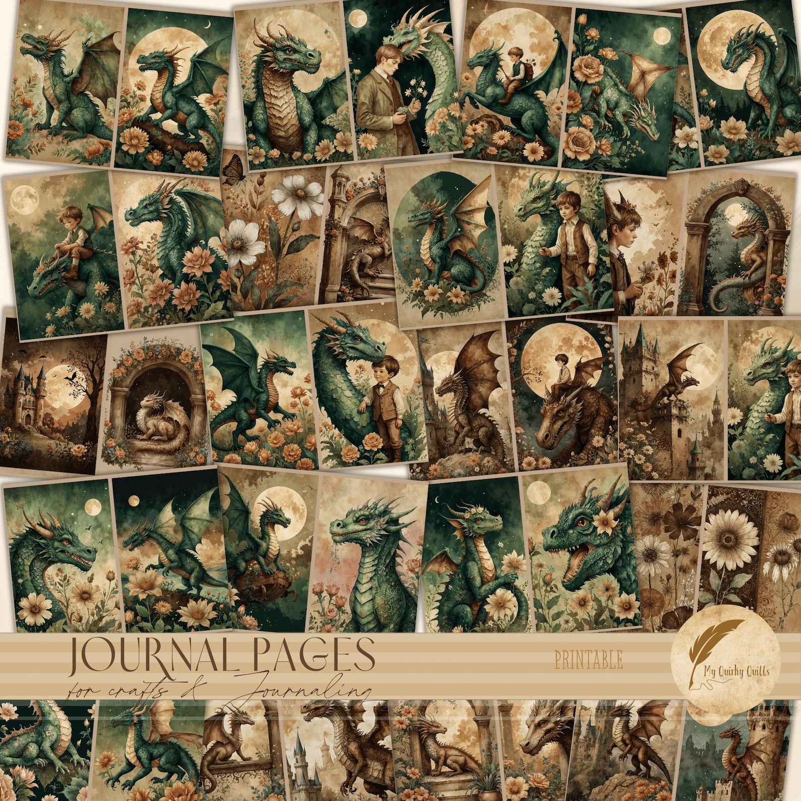 Printable Dragon Junk Journal Pages | Fantasy Digital Download ...