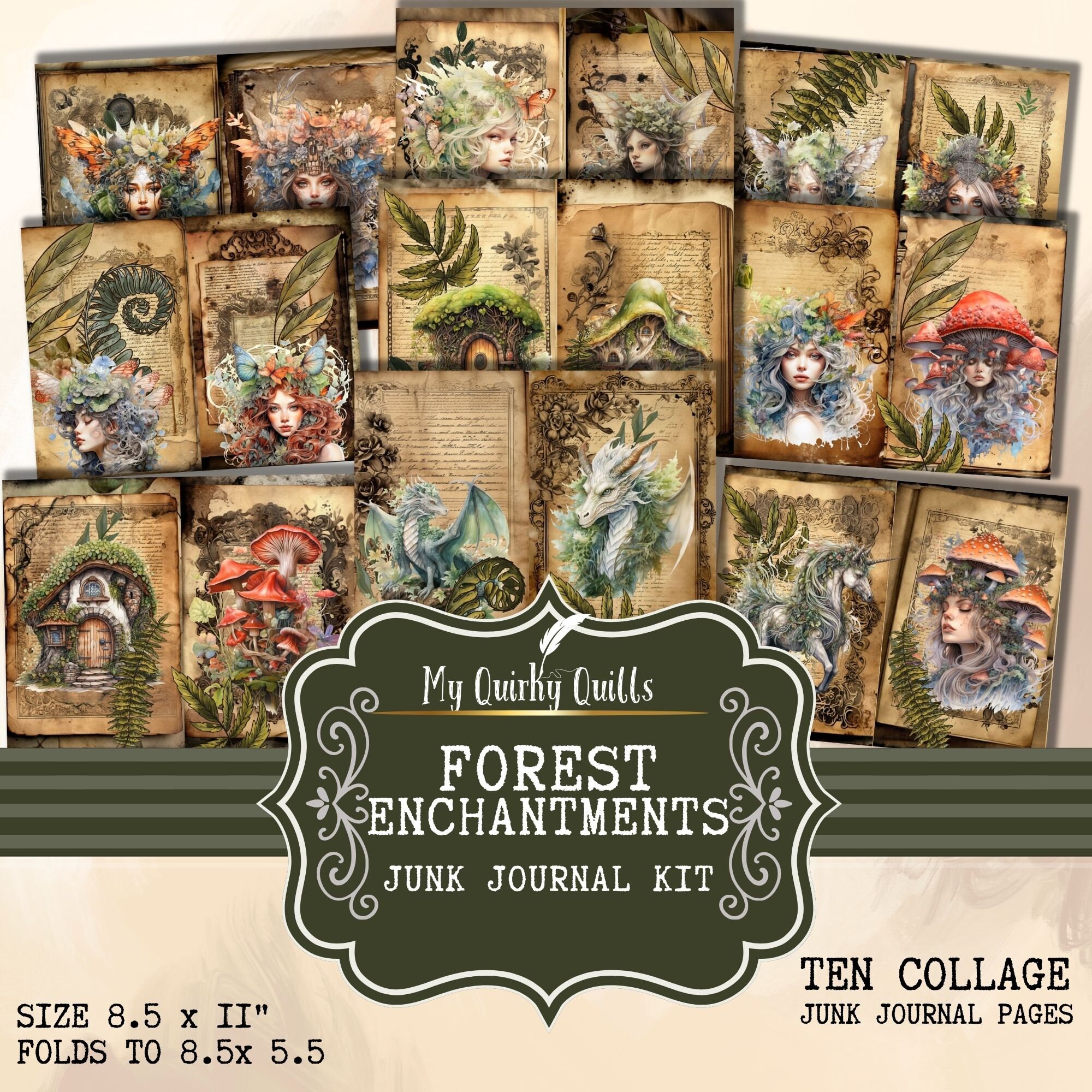 Forest Enchantments Junk Journal Kit Printable Scrapbooking Digital