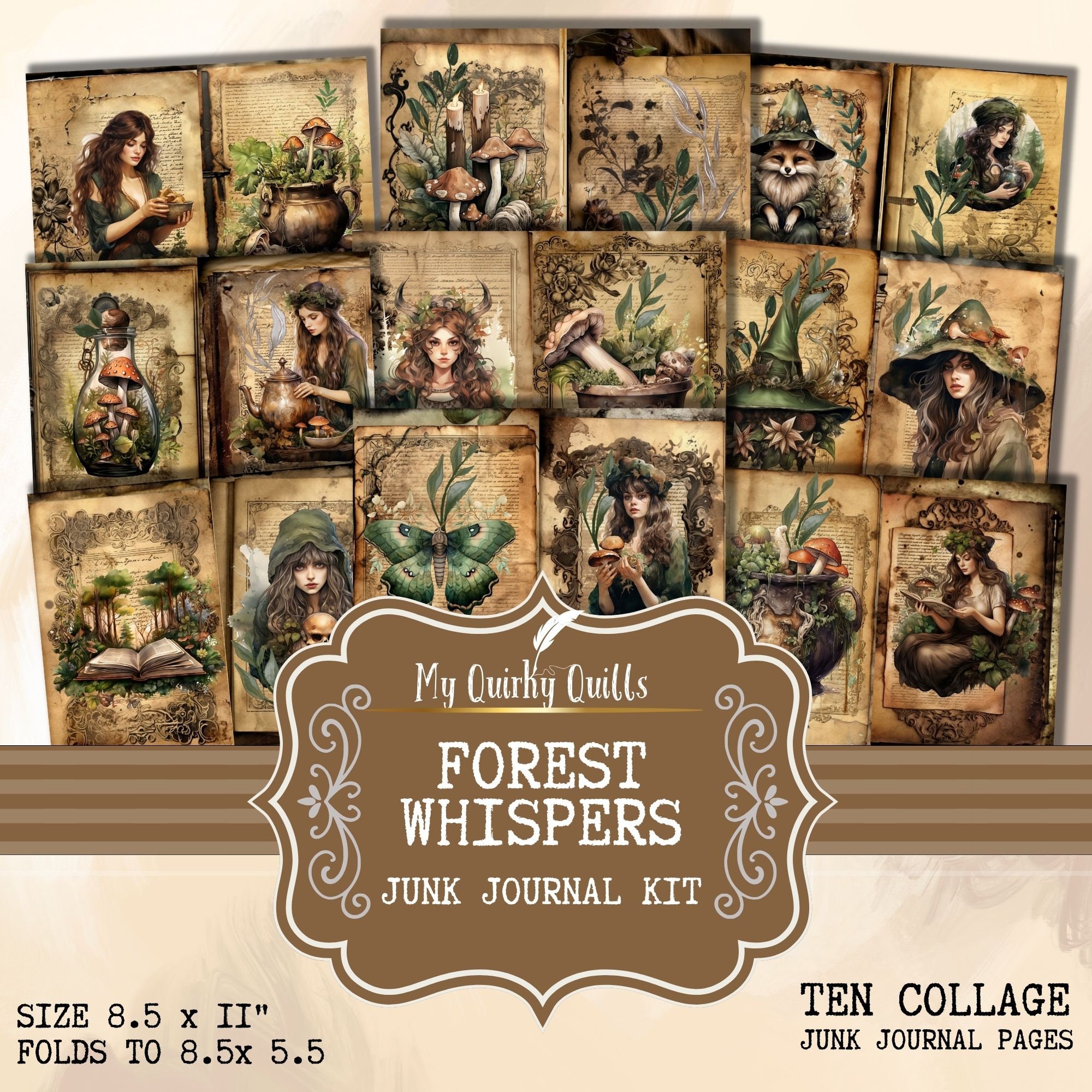 Forest Junk Journal Kit Printable Pages | Green Forest Witch Journal ...