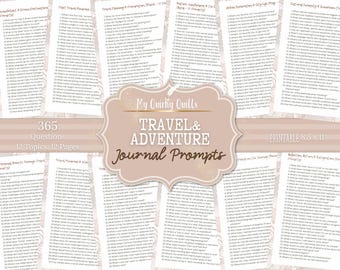 Travel and Adventure | 365 Journal Prompts | Exploration, Wanderlust and Reflection | Printable Writing Prompts for Travelers Journal
