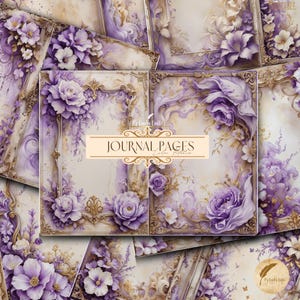 Lilac Botanical Junk Journal Pages, Vintage Floral Printable Paper, Purple Nature Backgrounds, Digital Ephemera for Journaling & Crafts