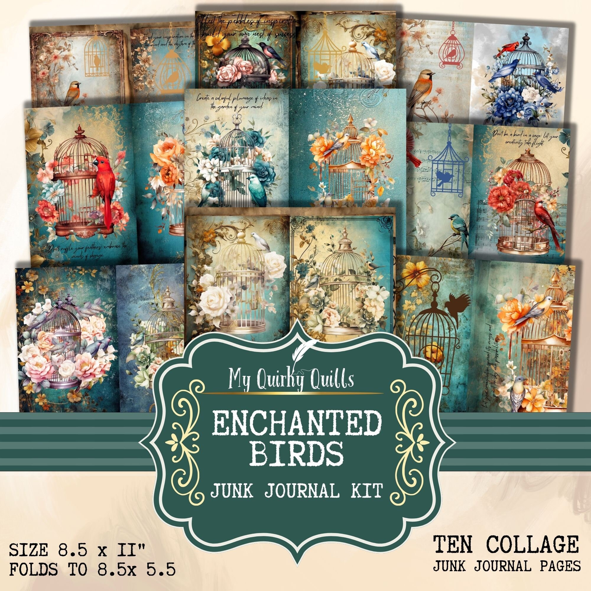 Enchanted Birds Junk Journal Kit Scrapbooking Bundle for Crafters ...