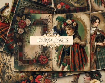 Scottish Highlands Printable Junk Journal Pages | Celtic Digital Ephemera | Tartan Scrapbook Paper | Vintage Travel Journal Digital Paper
