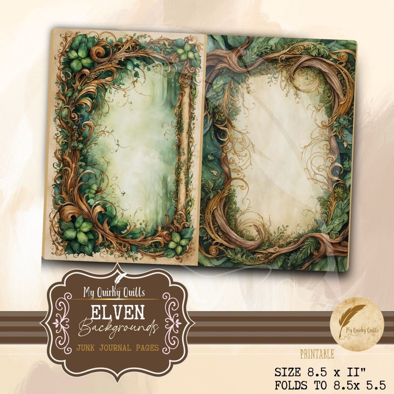 Elven Forest Fantasy Themed Border Writing Paper, Junk Journal ...