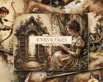 Pages du journal des déchets de la forêt enchantée | Imprimables Fantasy Woodland Academia | éphémères de contes de fées vintage | Papier numérique mystique pour scrapbooking
