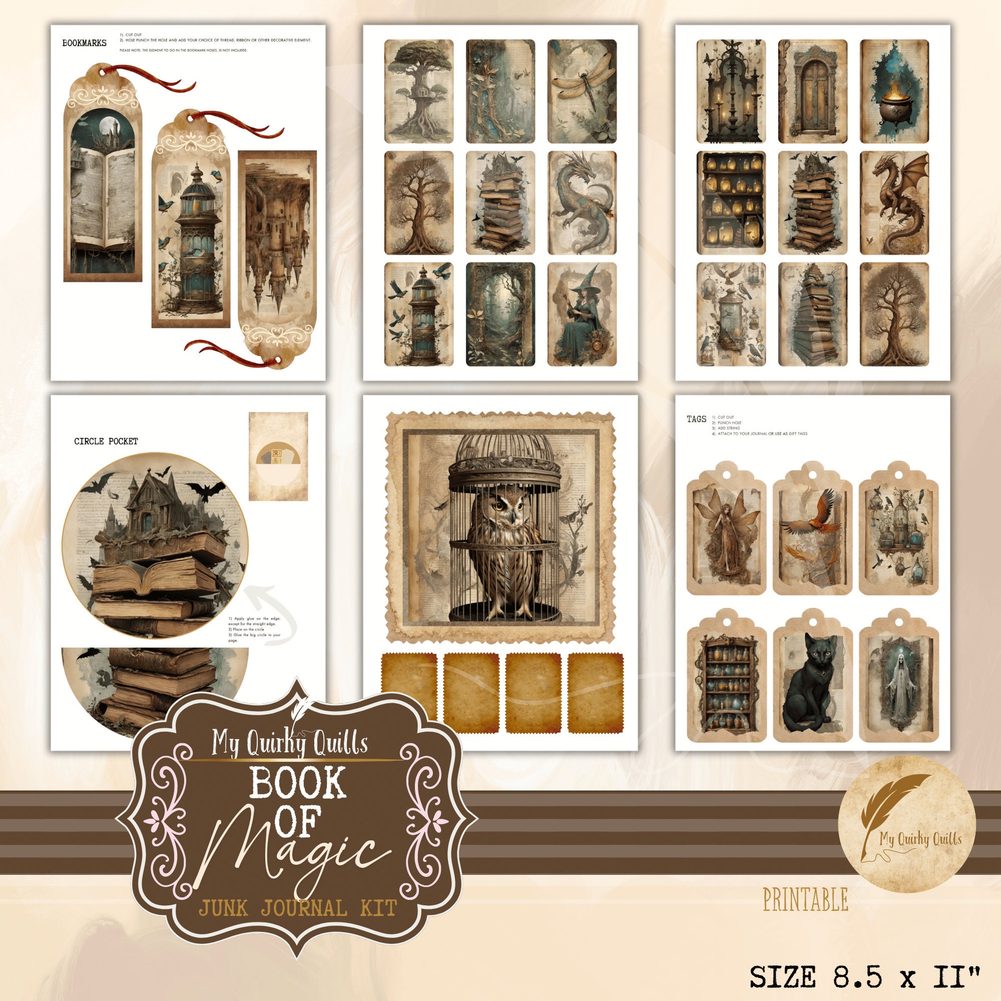 Book of Magic Junk Journal Kit | Scrapbooking Ephemera Mega Bundle ...