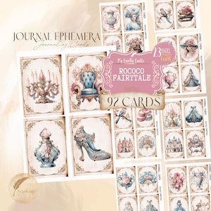 Rococo Fairy tale Junk Journal Printable Cards | Vintage Ephemera | Shabby Chic Collage Sheets | Scrapbooking & Journaling | Cute Gift Tags
