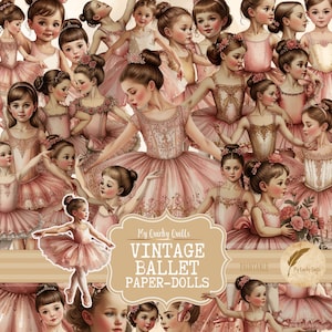 Vintage Ballet Paper Doll Fussy Cuts, Digital Ephemera, Whimsical Printable, Junk Journal Images, Scrapbook Printable Kit, Collage Sheet