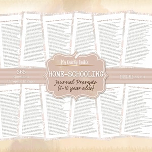 Printable Creative Writing Journal Prompts for Kids Ages 6-10 | Daily Writing Activities |  Homeschool Fun Creative Worksheets for Children