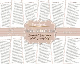 Printable Creative Writing Journal Prompts for Kids Ages 6-10 | Daily Writing Activities |  Homeschool Fun Creative Worksheets for Children