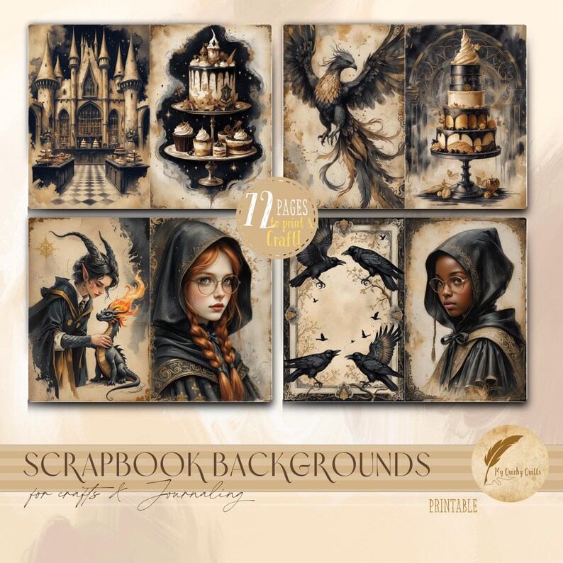 School of Magic Junk Journal Pages | Scrapbooking Paper Mega Bundle ...
