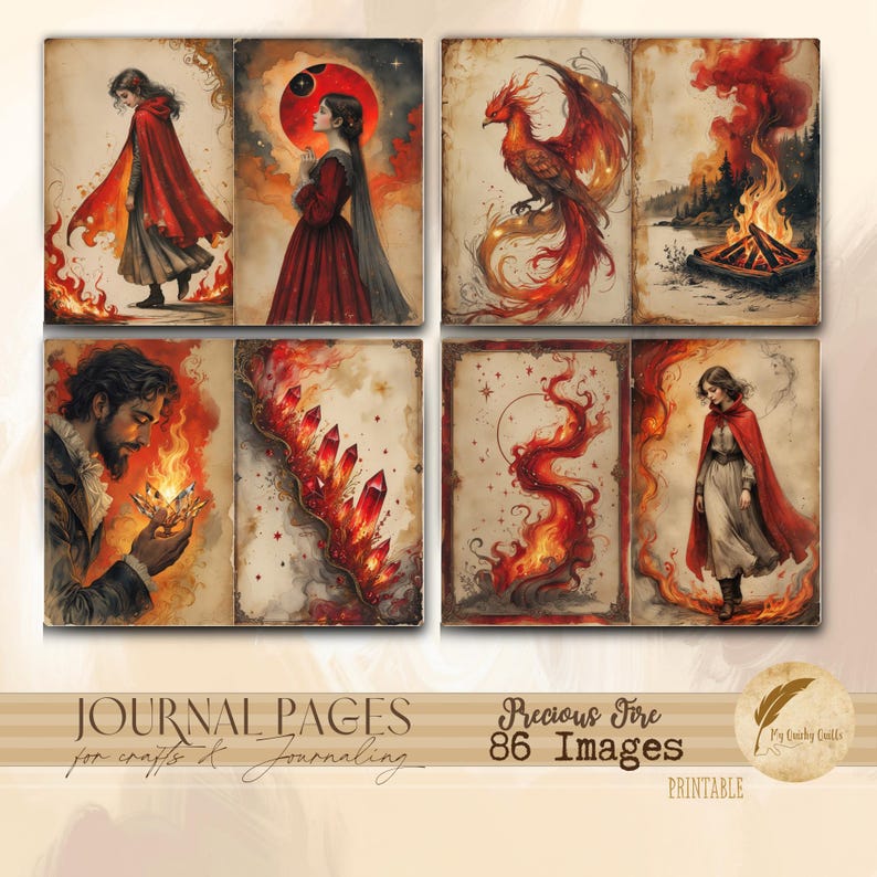 Fire Element Junk Journal Printables | Mystical Flame Scrapbook ...