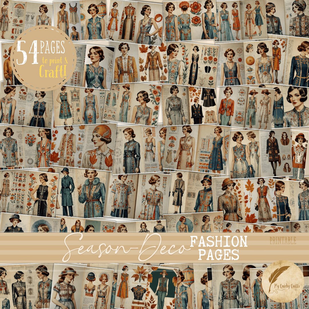 Printable Dazzling Deco Fashion Junk Journal Pages | Vintage 1920s ...