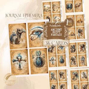 Ancient Egypt Fantasy Junk Journal Printable | Mystical Egyptian Ephemera Cards | Pharaoh Collage Sheet | ATC & Scrapbook Kit Gift Tags