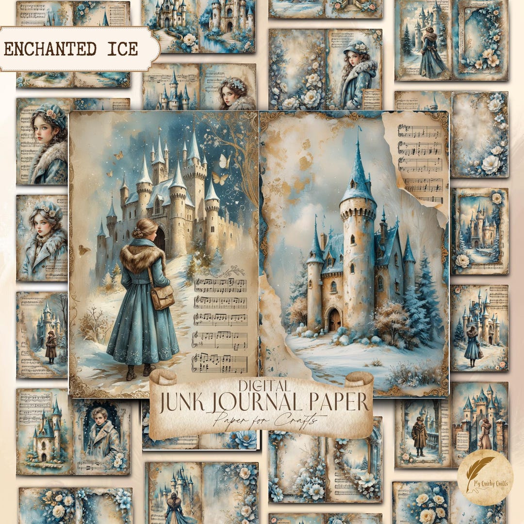 Winter Junk Journal Pages | Scrapbook Craft Ephemera | Whimsical ...