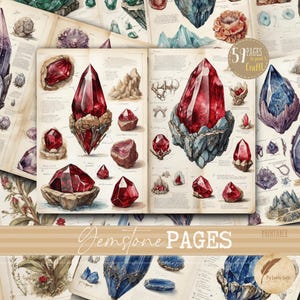 Vintage Gemstone Junk Journal Pages | Printable Ephemera Kit for Scrapbooking | Magic Crystal Bundle | Printable Collage Crafting Images