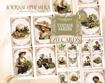 Vintage Garden Artist Cards Printable | Botanical Junk Journal Ephemera | Floral Vintage Journal Cards | Instant Download PDF | Gift Tags
