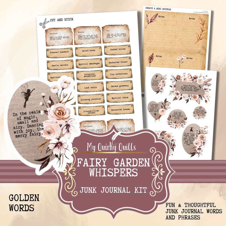 Fairy Junk Journal Kit Printable | Scrapbooking Fairy Garden Ephemera ...
