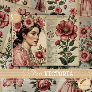 Floral Victorian Junk Journal Page Backgrounds | Vintage Printable Ephemera | Digital Download for Junk Journaling, Crafts & Scrapbooking
