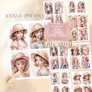 Pink Color Themed Junk Journal Printable | Vintage Romantic Ephemera Cards | Shabby Chic Collage Sheets | Scrapbooking & Journaling Cards