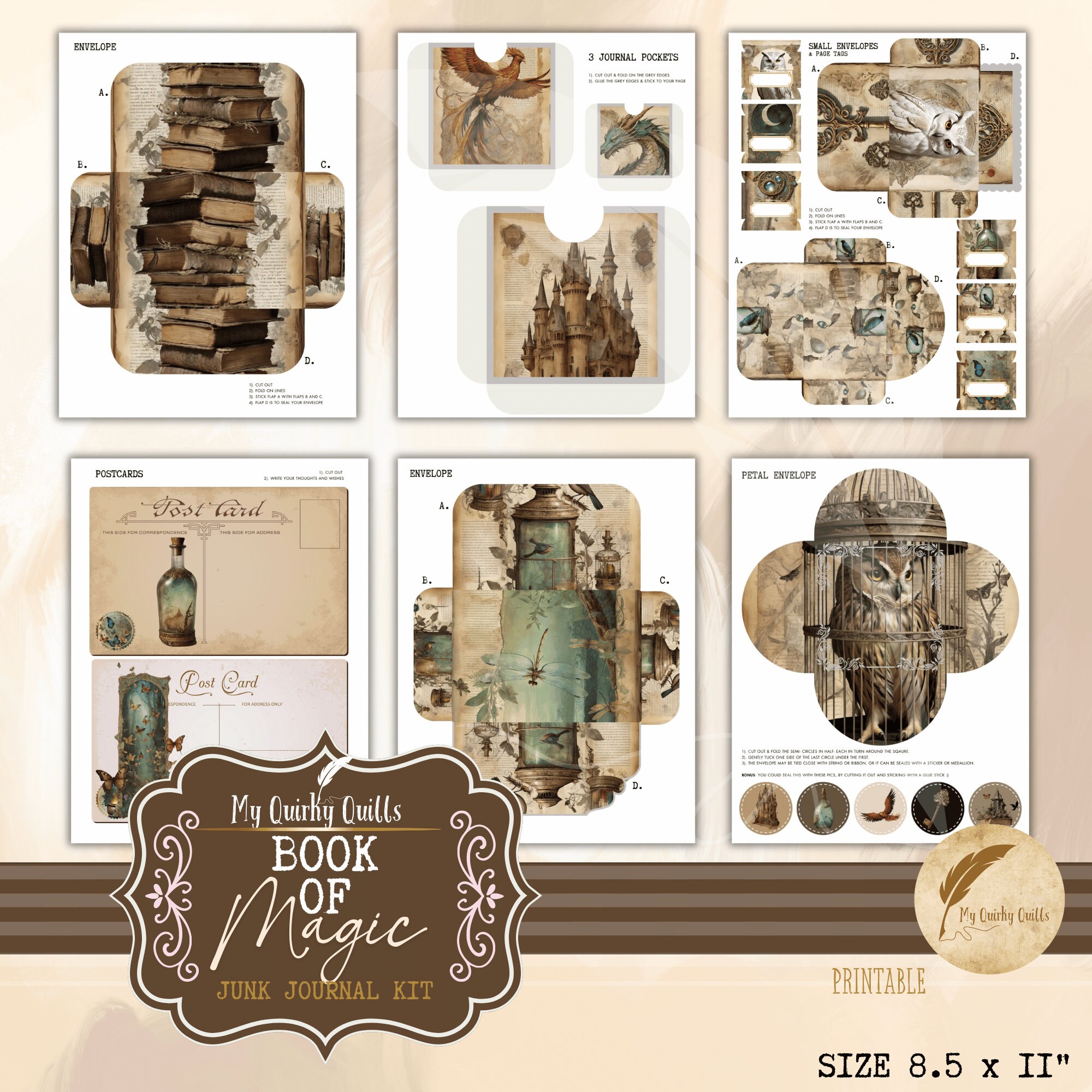 Book of Magic Junk Journal Kit | Scrapbooking Ephemera Mega Bundle ...