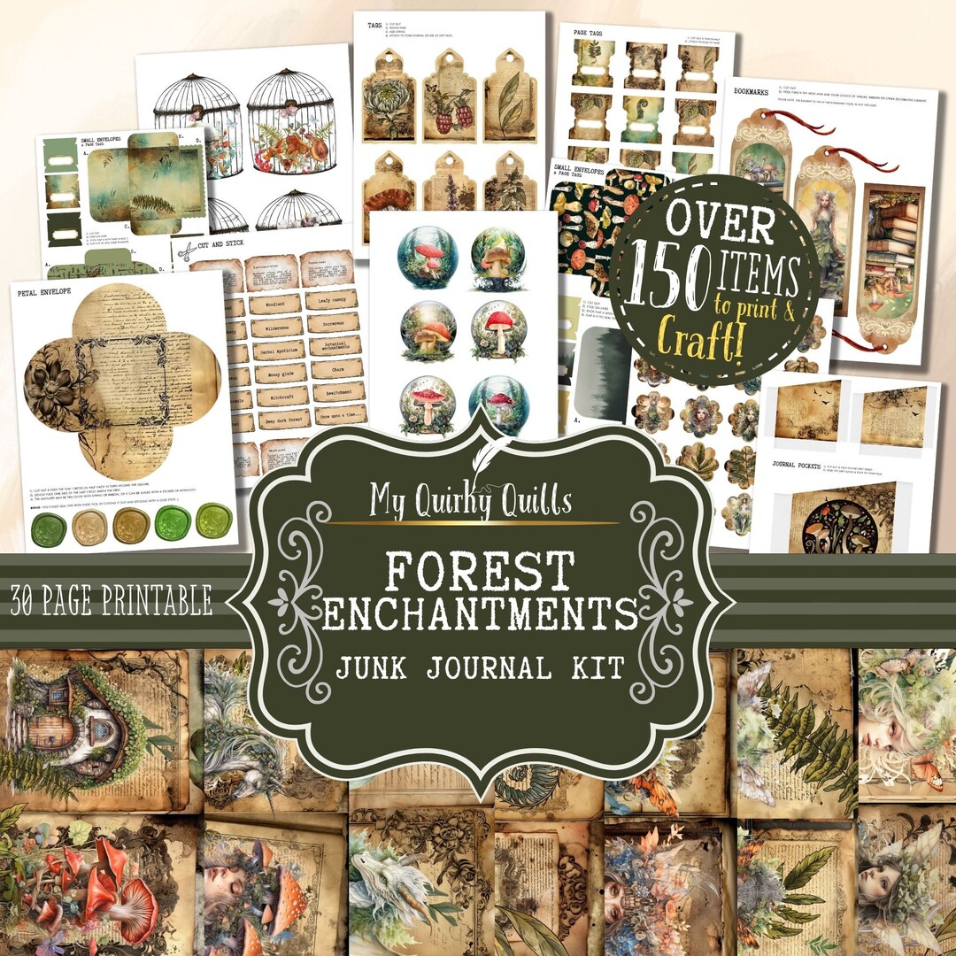 Forest Enchantments Junk Journal Kit Printable Scrapbooking | Digital ...