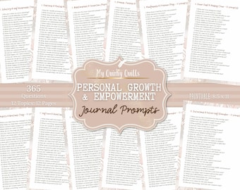 Personal growth and Empowerment | 365 Journal Prompts | Self Discovery and Mindfulness | Printable Reflection and Wellness Prompts