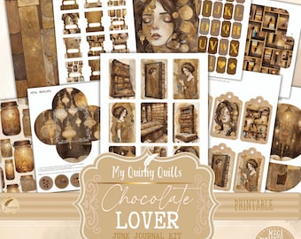 Kit de diario basura Mega Chocolate Cocoa Lover / Scrapbooking imprimible, sobres, bolsillos, etiquetas de diario, recortes minuciosos, fondos
