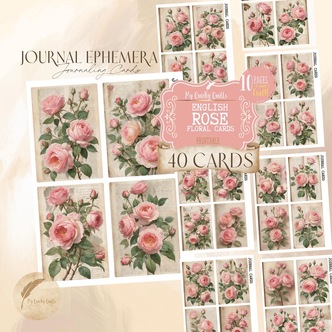 Pink English Rose Junk Journal Printable | Vintage Floral Ephemera ...