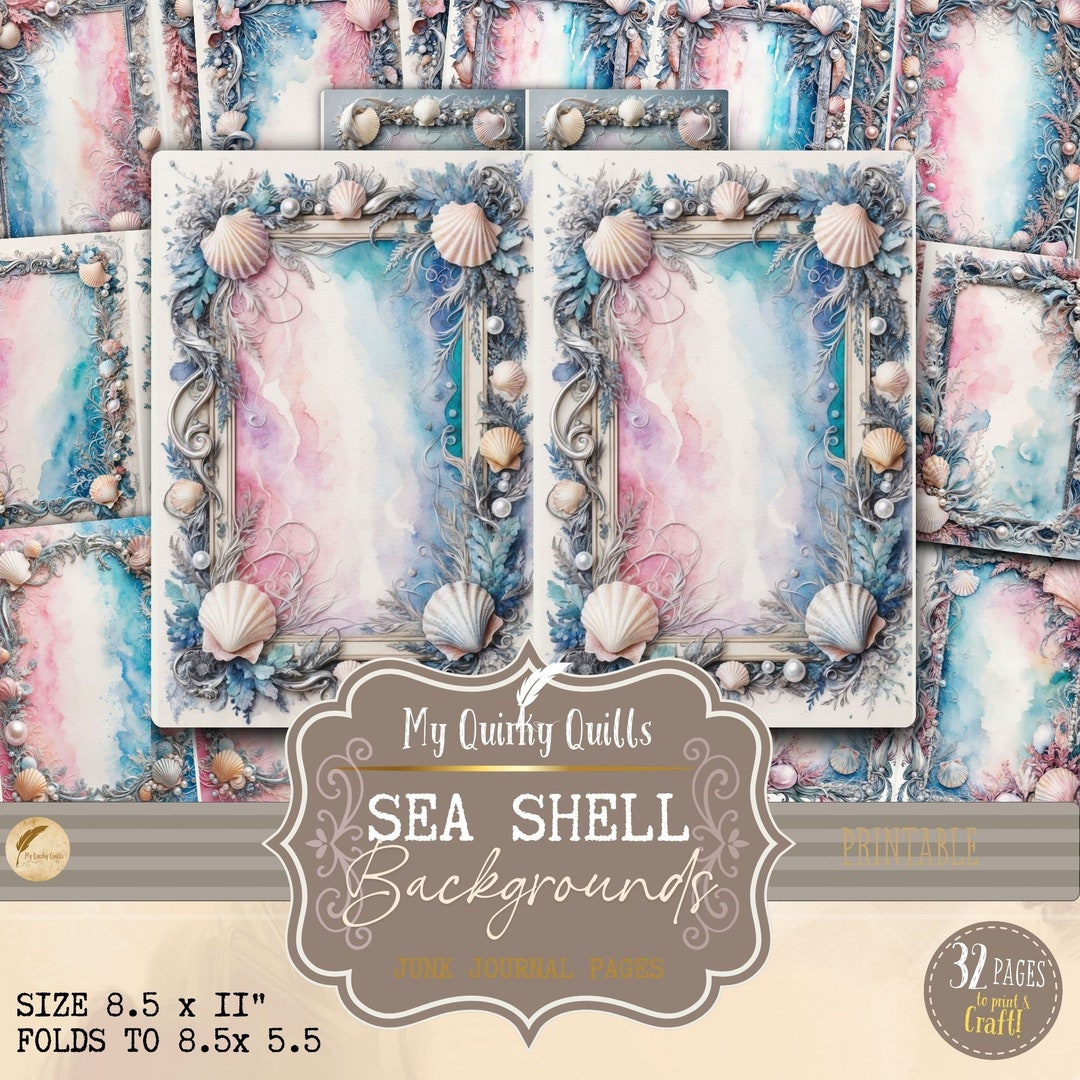 Sea Shell Border Writing Paper, Junk Journal Stationery, Decorative ...