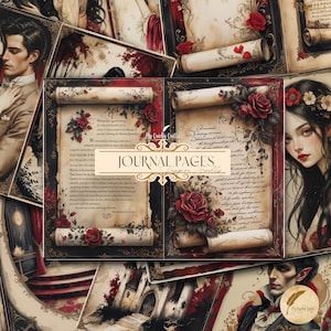 Vampire Scrolls Junk Journal Pages | Gothic Printable Paper, Dark Vintage Ephemera, Halloween Digital Backgrounds for Journaling & Crafts
