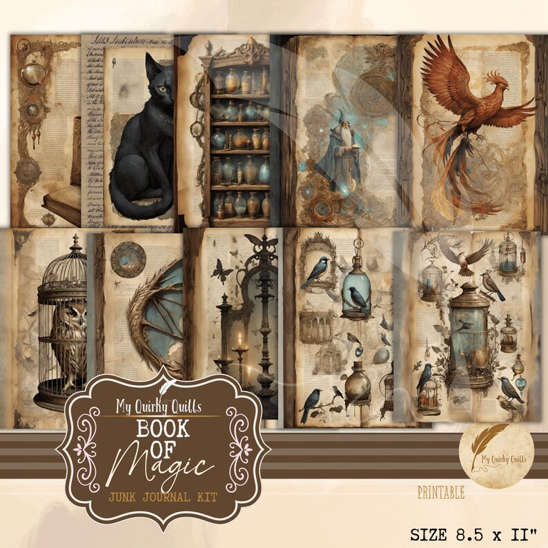 Book of Magic Junk Journal Kit | Scrapbooking Ephemera Mega Bundle ...