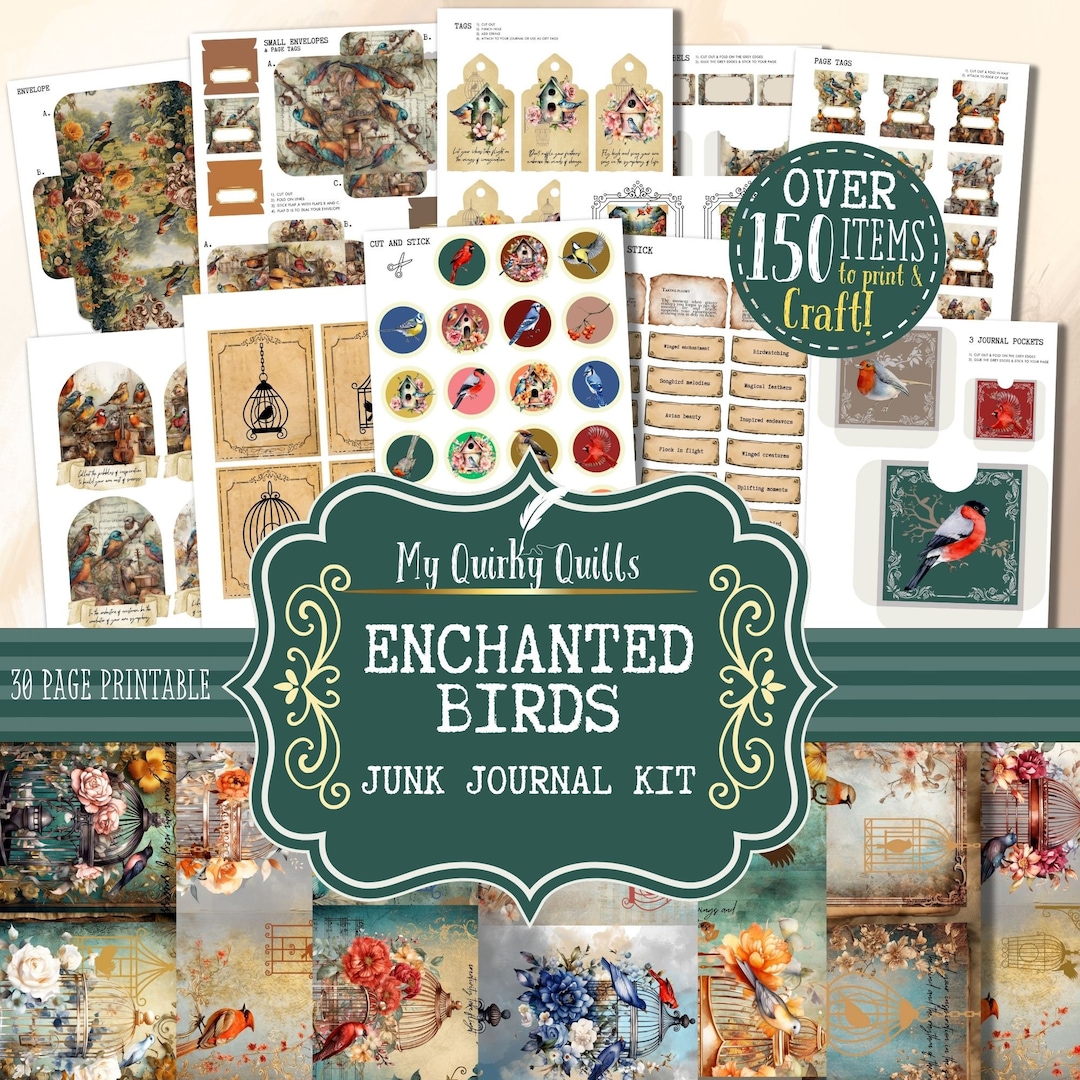 Enchanted Birds Junk Journal Kit Scrapbooking Bundle for Crafters ...