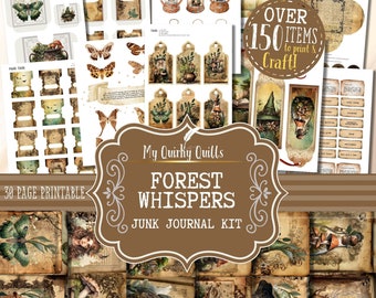Forest Junk Journal Kit Printable Pages | Green Forest Witch Journal Pages | Decorative Journal Ephemera |  Woodland Nature themed Journal