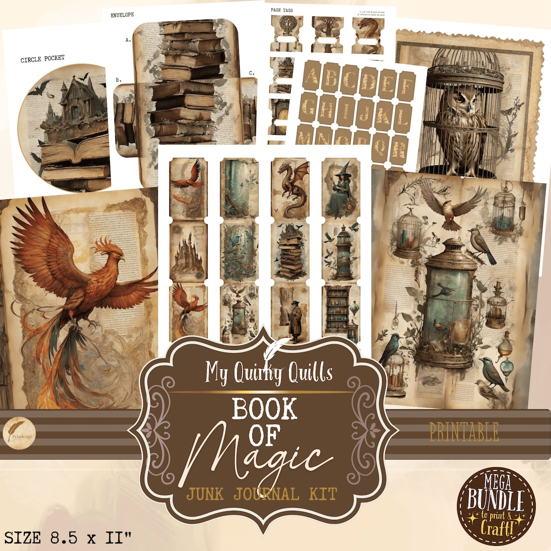 Book of Magic Junk Journal Kit | Scrapbooking Ephemera Mega Bundle ...
