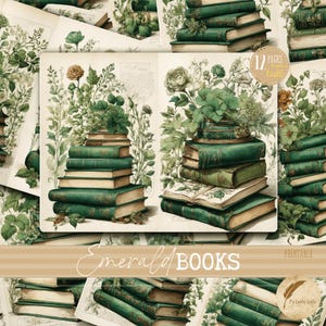 Forest Floral Book Page Printables | Green Herb Nature Junk Journal Ephemera Kit with Vintage Botanical Pages for Scrapbooks & DIY Projects