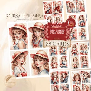 Vintage Red Color Junk Journal Printable | Red-Themed Ephemera Cards | Antique Collage Sheets for Journaling & Scrapbooking Instant Download