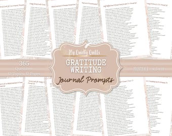 365 Printable Gratitude Writing Prompts Pack | Gratitude Journal Prompts | Thankful Daily Gratitude Practice For Mindfulness Positivity