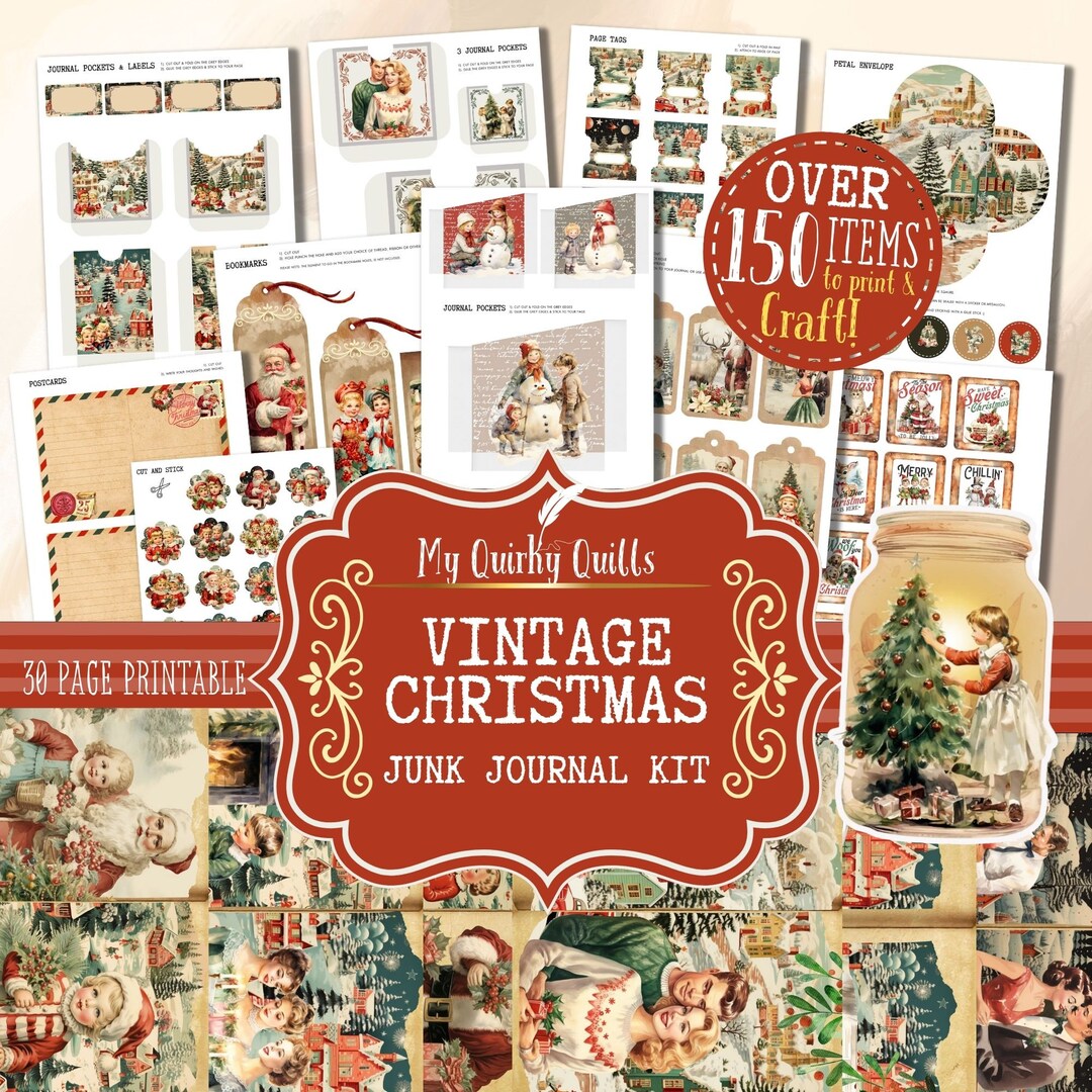Vintage Christmas Junk Journal Kit Printable Digital Download ...